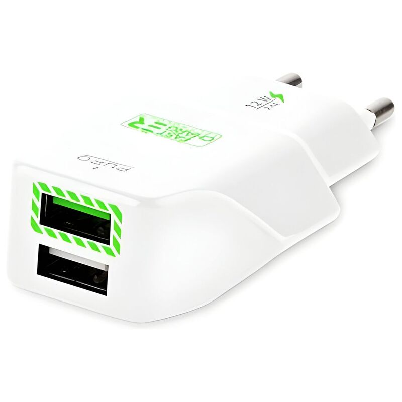 Puro Travel Fast Charger 2 Port USB Power 2.4A White