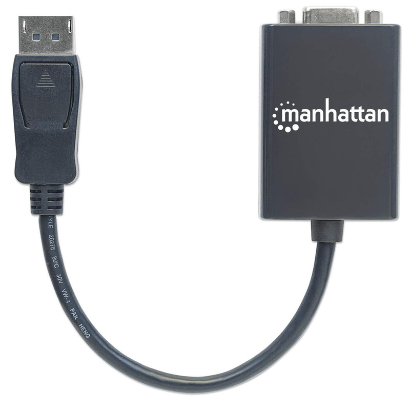 Manhattan Display Port To VGA Converter Cable Displayport Male To VGA HD15 Female Adapter 15 cm - Black
