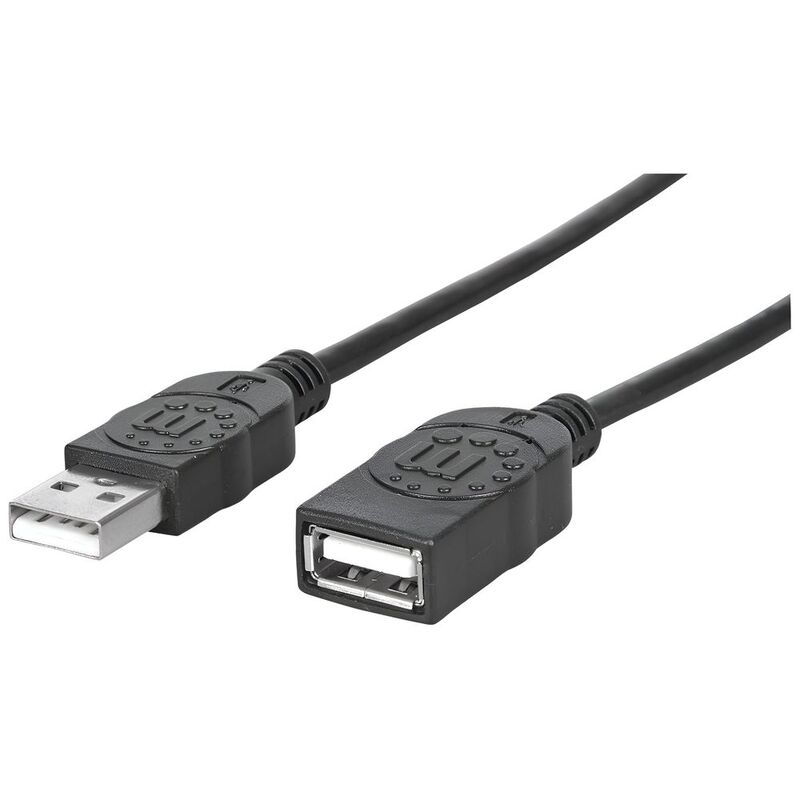 Manhattan Hi-Speed Usb 2.0 Extension Cable Usb 2.0 Type-A Male To Type-A Female 480 Mbps 1m - Black