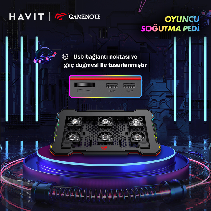 Havit PC Series-Laptop Cooling Pad With 6 Fans