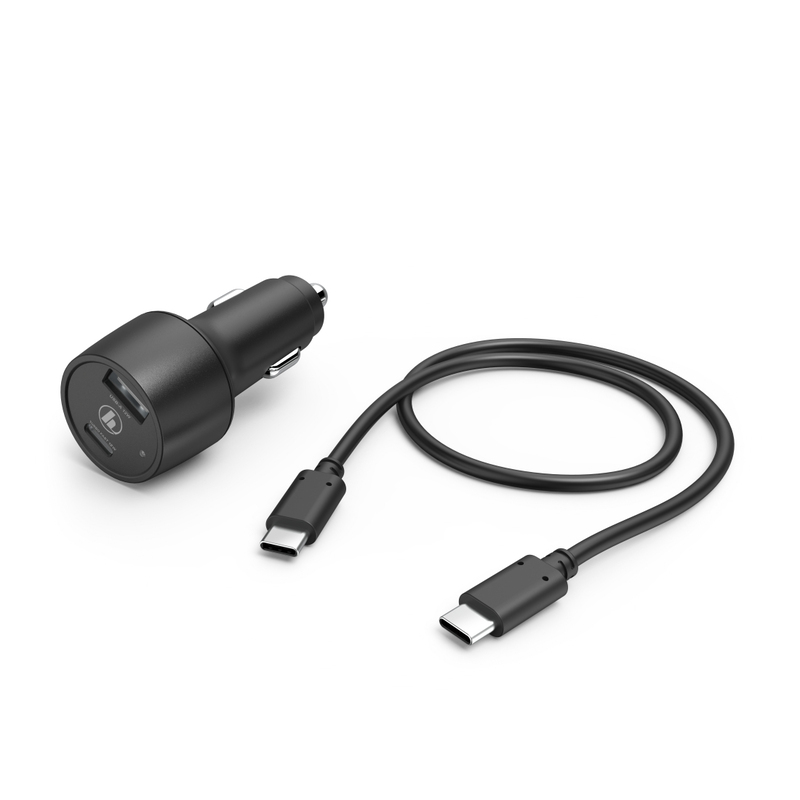 Hama Car Charging Kit USB-C USB-A PD/Qualcomm 30 W USB-C Cable 1m - Black