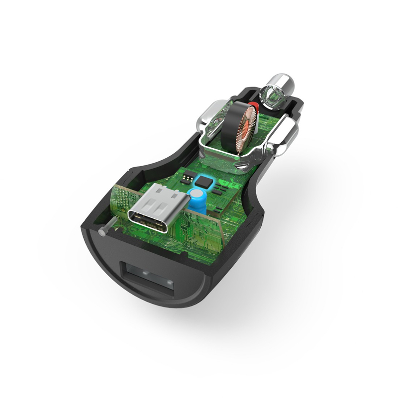 Hama Car Charger USB-C Power Delivery PD/Qualcomm + USB-A 30 Watt - Black
