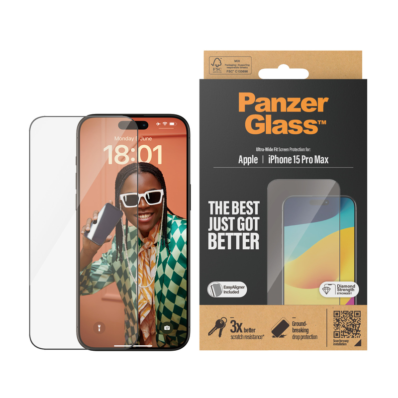 PanzerGlass Screen Protector for iPhone 15 Pro Max - UWF