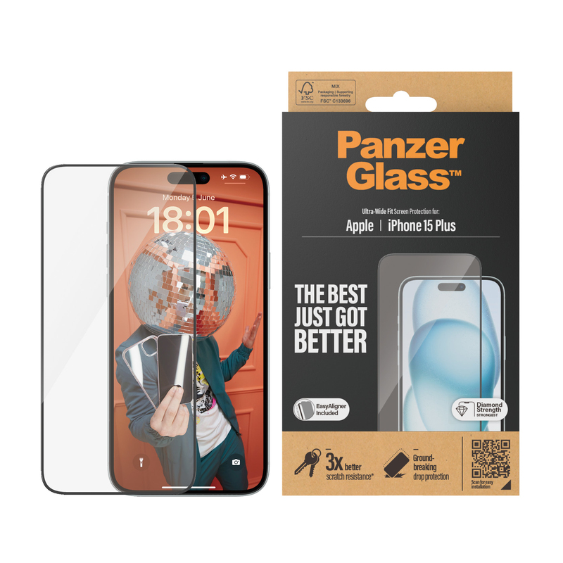 PanzerGlass Screen Protector for iPhone 15 Plus - UWF