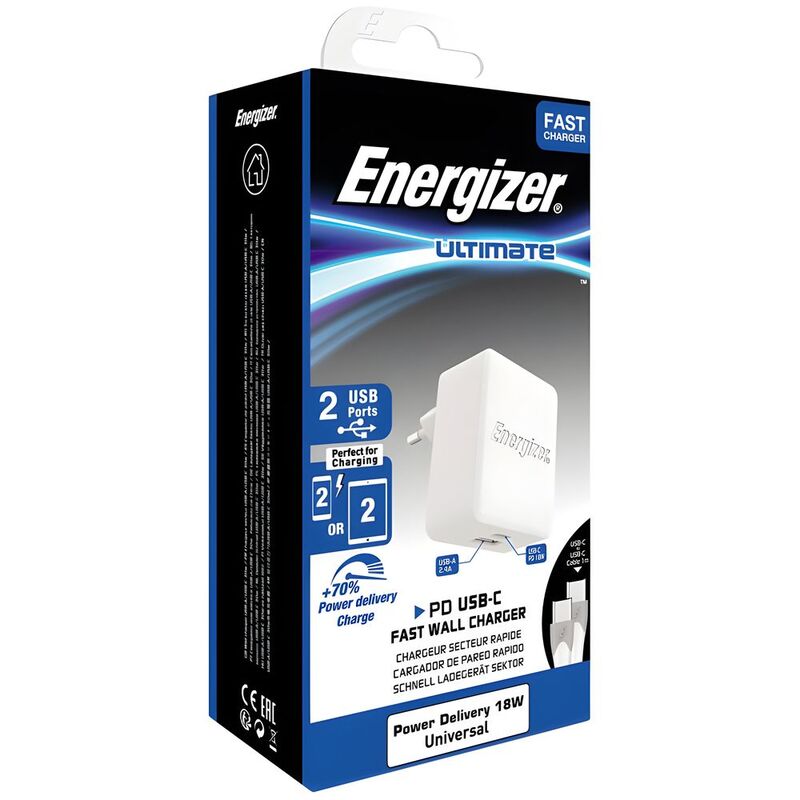 Energizer 30W USB-C Ultimate Wall Charger +Type C Cable White