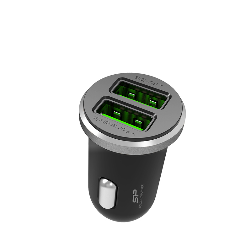 Silicon Paper 2.1A Dual USB Compact Car Charger Black