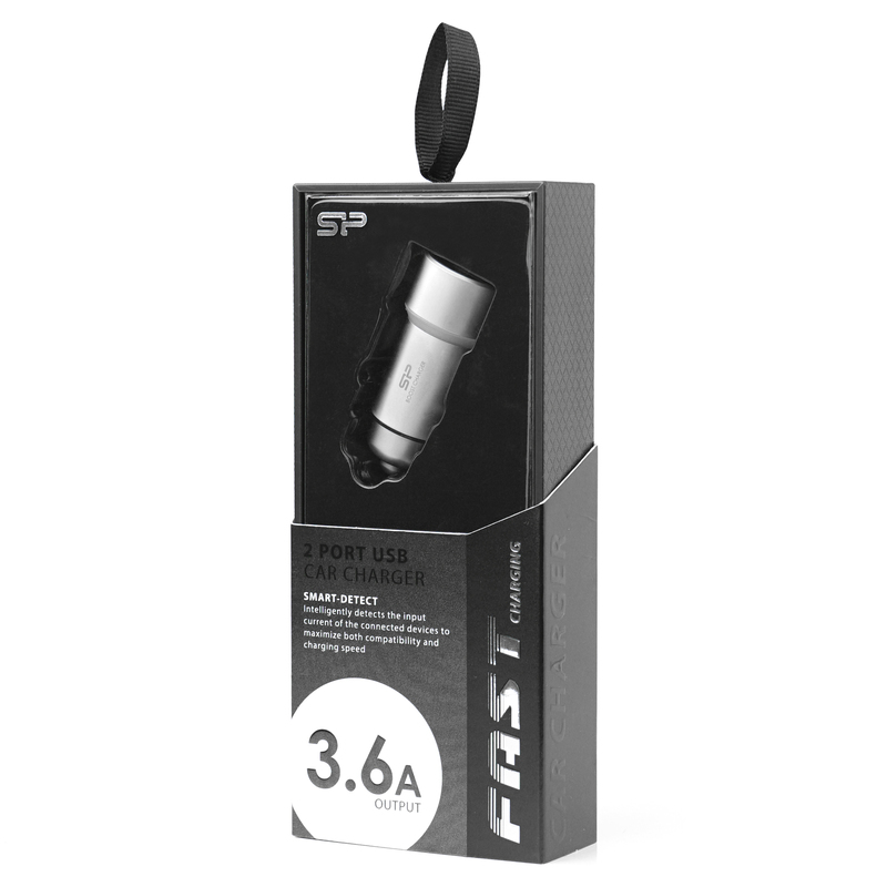 Silicon Paper 3.6A Dual USB Car Charger Zinc Alloy Casing