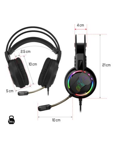 Spirit Of Gamer Pro-H7 Multiplatform Rgb Gaming Headset With 3.5Mm & Usb Jack - Black