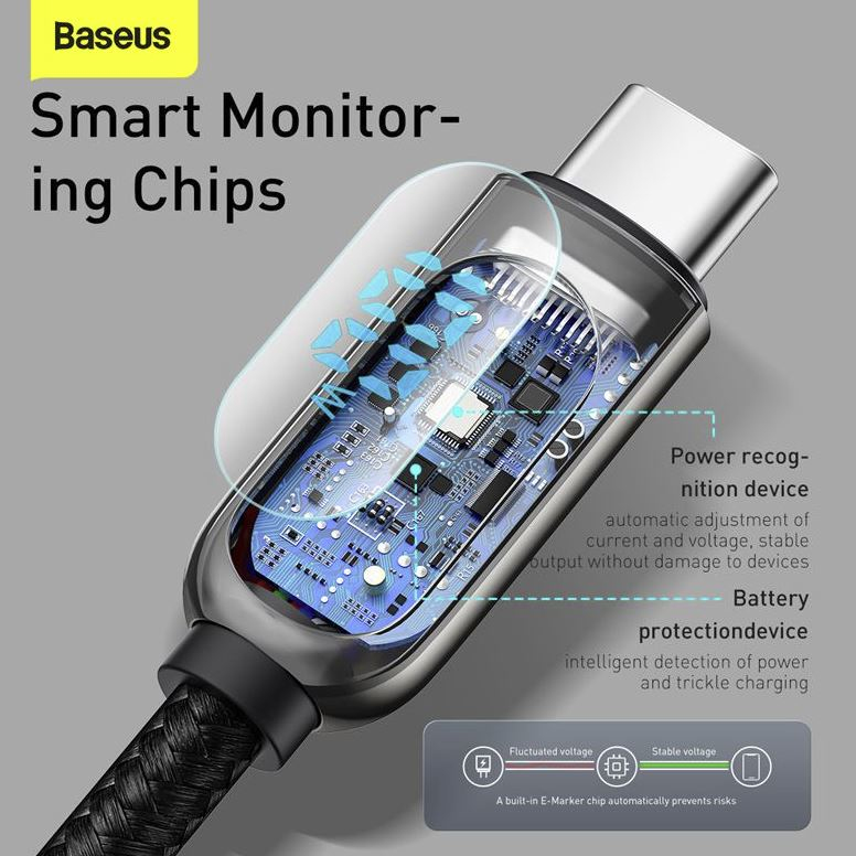 Baseus Display Fast Charging Data Cable Type-C to Type-C 100W 1m - Black