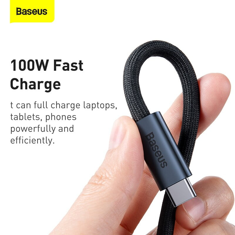 Baseus Flash Series USB4 Full Featured Data Cable Type-C to Type-C 100W 1m - Tarnish