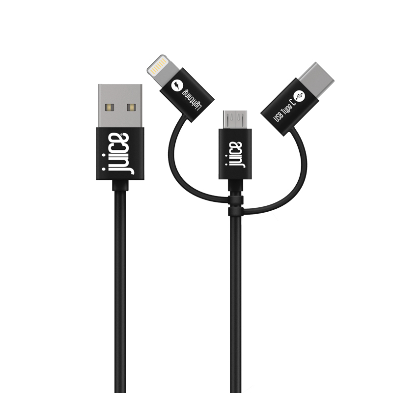 Juice 3 In 1 USB Cable 1M Black