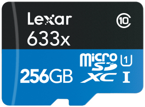 بطاقة ذاكرة ليكسار LSDMI256BBEU633A ، سعة ذاكرة 256 جيجا بايت ذاكرة مصغرة مايكرو إس دي إكس سي فئة 10 UHS-I