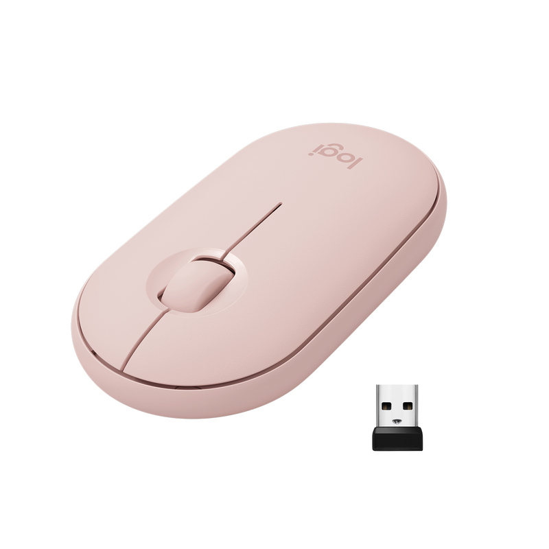 Logitech 910-005717 Pebble Wireless Mouse Rose with Bluetooth or 2.4 GHz Receiver Silent/Slim/Quiet Click for Laptop/iPad/PC and Mac