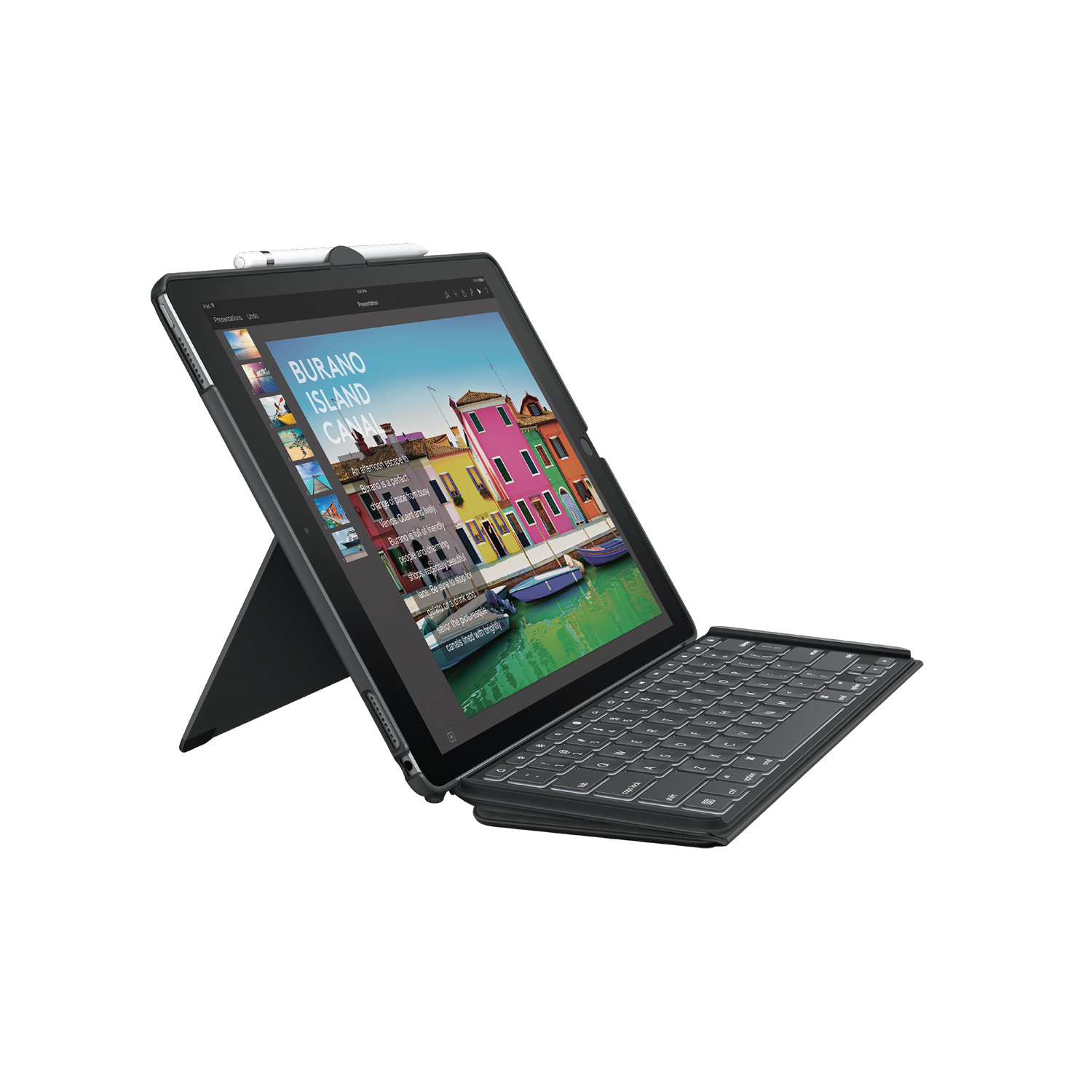 Logitech SLIM COMBO with detachable backlit keyboard and Smart Connector for iPad 12.9 inch (1st and 2nd generation) Black QWERTY