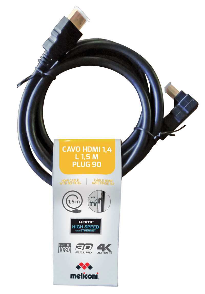 Meliconi 90 Degrees Plug HDMI Cable 1.5m