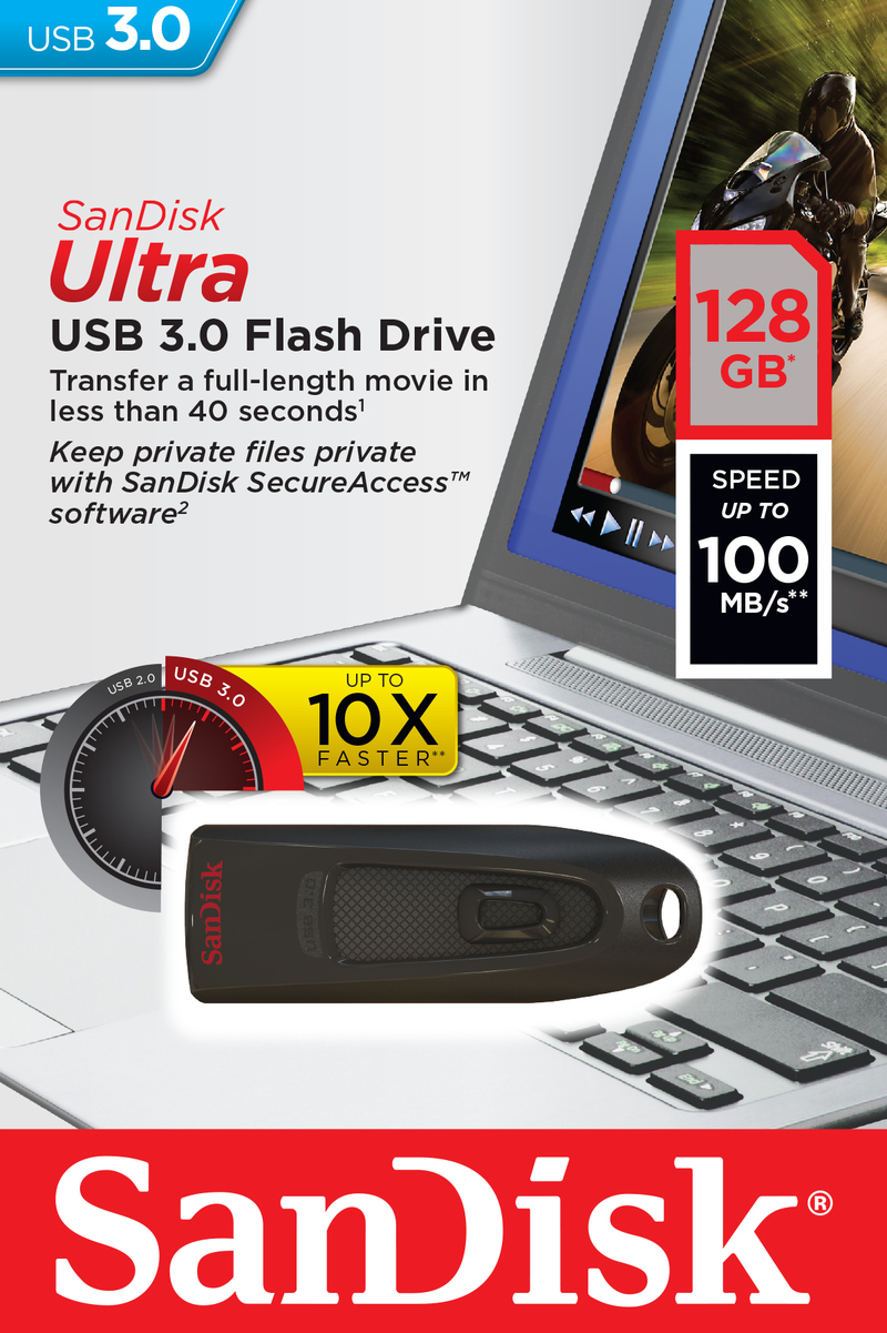 Sandisk 128GB Ultra USB 3.0 100Mb/S
