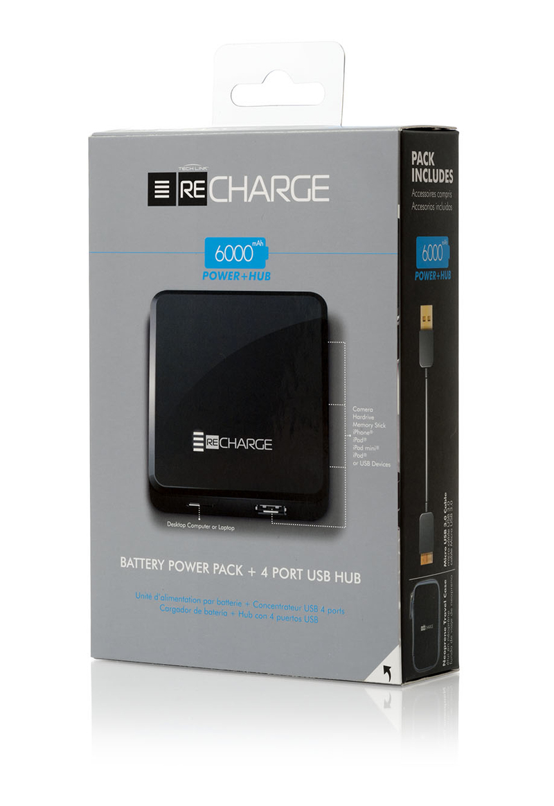 Recharge 6000mAh with 4 USB 3.0 Hub