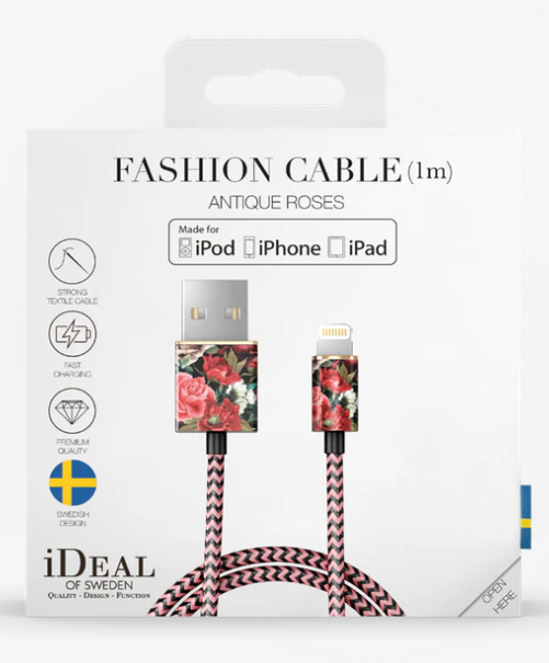 Ideal Fashion Antique Roses Lightning Cable 1m